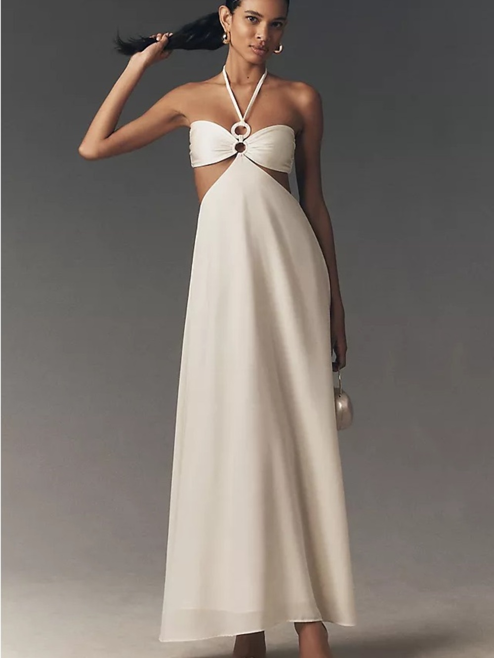 Baobab Ivory Halter Cutout Maxi Dress